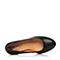 Bata/拔佳专柜同款黑色简约优雅粗跟胎牛皮女单鞋AQ714CQ6