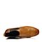 Bata/拔佳秋专柜同款浅棕简约方头低跟牛皮女短靴AU740CD6
