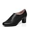 Bata/拔佳春季专柜同款黑色时尚英伦风粗跟胎牛皮女单鞋AQ522AM7