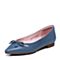 Bata/拔佳春季专柜同款蝴蝶结蓝色油皮山羊皮女单鞋(软)AI319AQ7