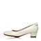 Bata/拔佳春季专柜同款白色圆头粗跟套脚牛皮浅口女单鞋AN108AQ7