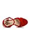 Bata/拔佳夏季专柜同款时尚坡跟红色磨砂牛皮女凉鞋8-312BL7