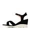 Bata/拔佳夏季专柜同款黑色时尚坡跟磨砂牛皮女凉鞋8-312BL7