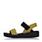 Bata/拔佳夏季专柜同款黄色舒适休闲坡跟磨砂牛皮女凉鞋813-FBL7