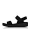 Bata/拔佳夏季专柜同款黑色舒适休闲坡跟磨砂牛皮女凉鞋813-FBL7