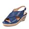Bata/拔佳夏季专柜同款兰色简约坡跟油皮绵羊皮女皮凉鞋AY502BL7