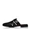 Bata/拔佳夏季专柜同款黑色圆头方跟牛皮女凉拖鞋穆勒鞋AU701BT7