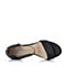 Bata/拔佳夏季黑色时尚简约坡跟牛皮女凉鞋68318BL7