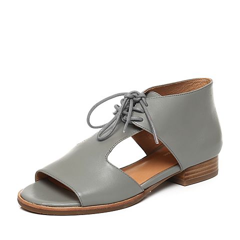 Bata/拔佳夏季灰色时尚包跟系带小牛皮女凉鞋AZ101BL7