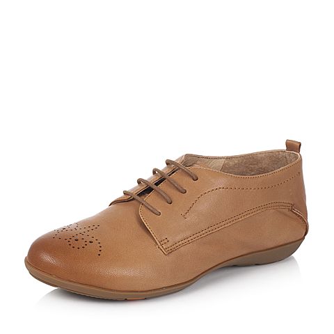 Bata/拔佳秋季专柜同款棕色舒适平跟羊皮女休闲鞋(软)AM829CM7