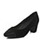 Bata/拔佳秋季专柜同款黑色时尚小v口方头羊绒皮烫钻女单鞋709-1CQ7