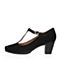 Bata/拔佳秋季专柜同款黑色羊绒皮复古女单鞋(软)ABA01CQ7