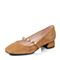 Bata/拔佳秋季驼色时尚珍珠方头羊绒皮女玛丽珍鞋633-2CQ7