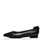 Bata/拔佳秋专柜同款黑色优雅尖头舒适低跟浅口牛皮女单鞋326-1CQ7