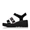 Bata/拔佳夏季专柜同款黑色舒适坡跟漆皮牛皮女凉鞋088-5BL7