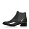 Bata/拔佳冬专柜同款灰色圆头方跟英伦风牛皮切尔西靴女短靴AJ463DD7
