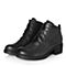 Bata/拔佳冬专柜同款黑色圆头粗跟牛皮及踝靴女短靴ABW45DD7