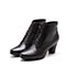Bata/拔佳冬专柜同款黑色尖头粗高跟系带胎牛皮女短靴ABA43DD7