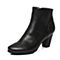 Bata/拔佳冬专柜同款黑色圆头粗高跟简约牛皮女短靴ABA42DD7