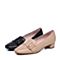 Bata/拔佳春季专柜同款粉色方头粗跟皮带扣羊皮浅口女单鞋AJ521AM7