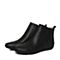 Bata/拔佳秋专柜同款黑色圆头平跟羊皮切尔西靴女休闲短靴AM843CD7