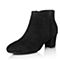 Bata/拔佳冬专柜同款黑色圆头粗跟羊绒皮及踝靴女短靴-301ADD7