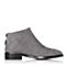 Bata/拔佳冬专柜同款灰色圆头方跟羊绒皮及踝靴女短靴828-1DD7