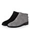 Bata/拔佳冬专柜同款黑色圆头方跟羊绒皮及踝靴女短靴828-1DD7