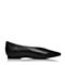 Bata/拔佳秋专柜同款黑色优雅尖头奶奶鞋羊皮女浅口单鞋233-1CQ7