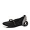 Bata/拔佳2018春专柜同款黑色时尚绑带羊皮芭蕾舞风浅口女单鞋AXF07AQ8