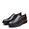 Bata/拔佳2018春专柜同款黑色圆头平跟套脚商务牛皮男单鞋667-2AM8
