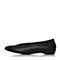 Bata/拔佳2018春专柜同款黑色小v口奶奶鞋牛皮浅口女单鞋805-1AQ8