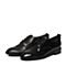 Bata/拔佳2018春专柜同款黑色时尚铆钉圆头低跟牛皮革女单鞋799-1AM8