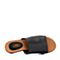 Bata/拔佳2018夏新专柜同款黑色时尚休闲平跟羊皮革女凉拖鞋AZ116BT8