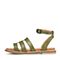 Bata/拔佳2018夏新专柜同款绿色罗马风休闲度假平跟羊皮革女凉鞋AAT03BL8