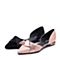 Bata/拔佳2018夏新粉色专柜同款优雅尖头羊皮革/沙丁布女凉鞋AI361BK8