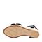 Bata/拔佳2018夏新专柜同款黑色麻边坡跟度假休闲羊绒皮革女凉鞋AEI04BL8