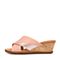 Bata/拔佳2018夏新专柜同款粉色坡跟高跟羊皮革女凉拖鞋APJ02BT8
