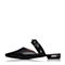 Bata/拔佳2018夏新专柜同款黑色尖头羊皮革珍珠穆勒鞋女凉鞋AI362BH8