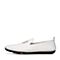 Bata/拔佳2018夏新专柜同款白色时尚刺绣英伦风休闲牛皮革乐福鞋男单鞋88U02BM8
