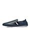 Bata/拔佳2018夏新专柜同款兰色时尚休闲套脚平跟牛皮革男单鞋87P01BM8