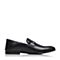 Bata/拔佳2018夏新专柜同款黑色方头低跟套脚商务牛皮革男单鞋87D03BM8