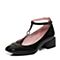 Bata/拔佳2018春专柜同款黑色方头漆皮胎牛皮女单鞋玛丽珍鞋ACN03AQ8