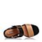Bata/拔佳2018夏新专柜同款黑色牛皮革时尚拼色粗高跟女凉鞋40-20BL8
