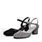 Bata/拔佳2018夏新专柜同款黑色花型跟羊绒皮革女凉鞋873-1BK8