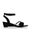 Bata/拔佳2018夏新专柜同款黑色坡跟羊绒皮革女凉鞋636-6BL8