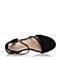 Bata/拔佳2018夏新专柜同款黑色坡跟羊绒皮革女凉鞋636-6BL8
