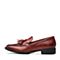 Bata/拔佳2018秋新款专柜同款酒红色牛皮革日系低跟休闲女单鞋AQ271CM8