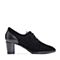 Bata/拔佳2018秋新专柜同款黑色粗高跟羊绒皮革女单鞋ACF20CM8