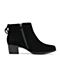 Bata/拔佳2018秋新款专柜同款黑色羊绒皮革粗中跟及踝靴女短靴23-17CD8